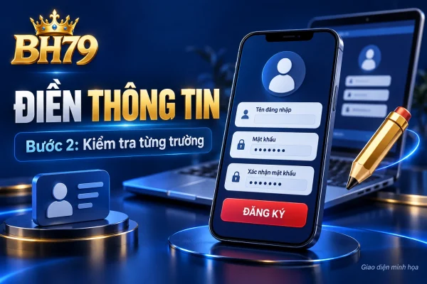 Minh họa nhập tên đăng nhập, mật khẩu và xác nhận mật khẩu.