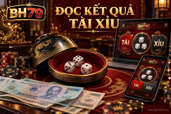 Minh họa ba xúc xắc và khu vực Tài, Xỉu; luật áp dụng tùy phiên bản.