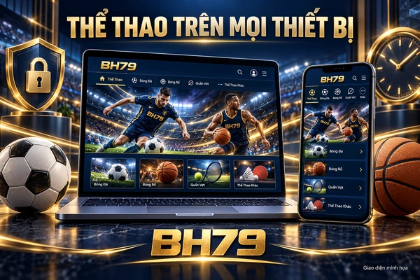 Minh họa giao diện thể thao BH79 trên các thiết bị.