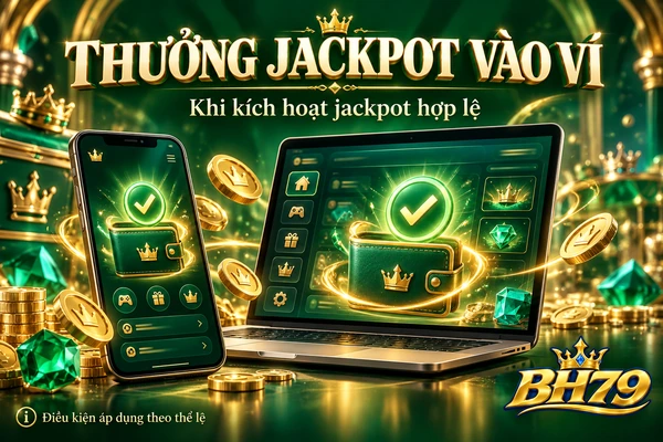 Minh họa cộng thưởng jackpot vào ví khi đáp ứng điều kiện chương trình.