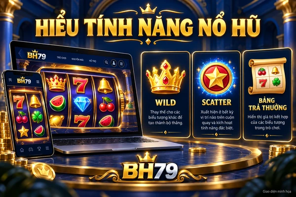 Minh họa Wild, Scatter và bảng trả thưởng; quy tắc tùy từng trò.